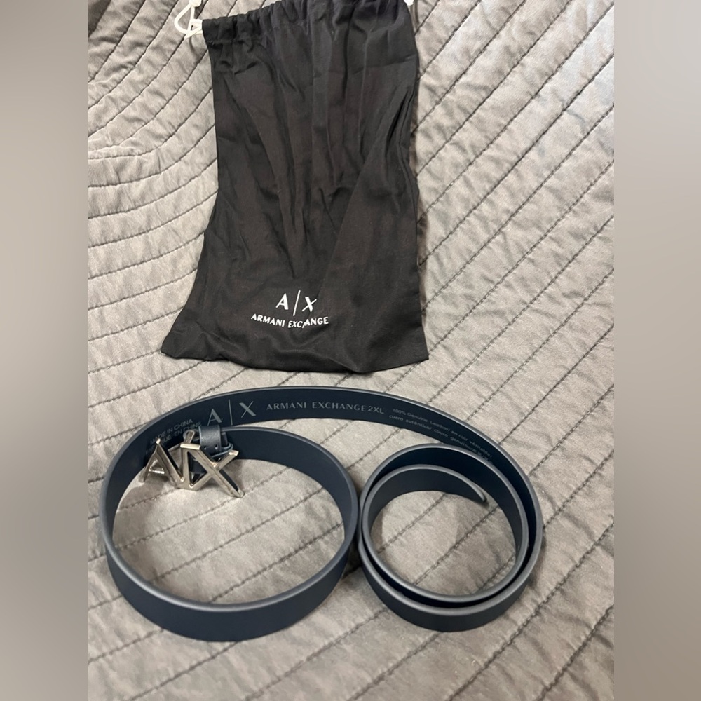 Armani Exchange logo buckle belt
